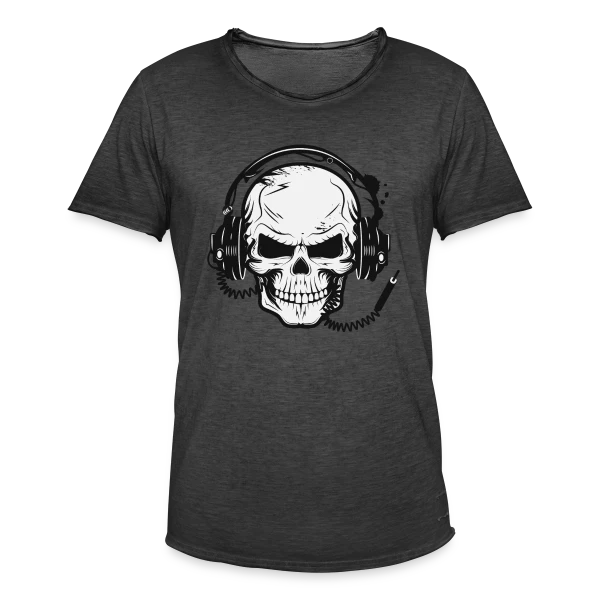 Tête de Mort Casque Audio - Esprit Rock sur T-shirt vintage Homme