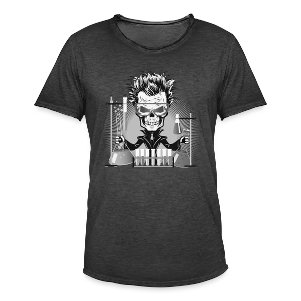 Crâne Scientifique Déjanté au Labo sur T-shirt vintage Homme