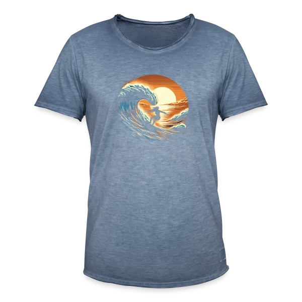 Sunset Surfing Girl - Vague & Coucher de Soleil sur T-shirt vintage Homme