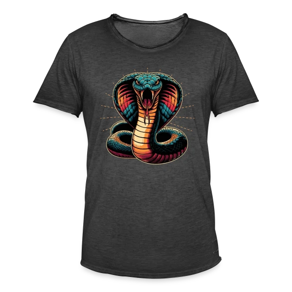 Cobra Royal Éclatant : Style Dynamique et Vives Couleurs sur T-shirt vintage Homme