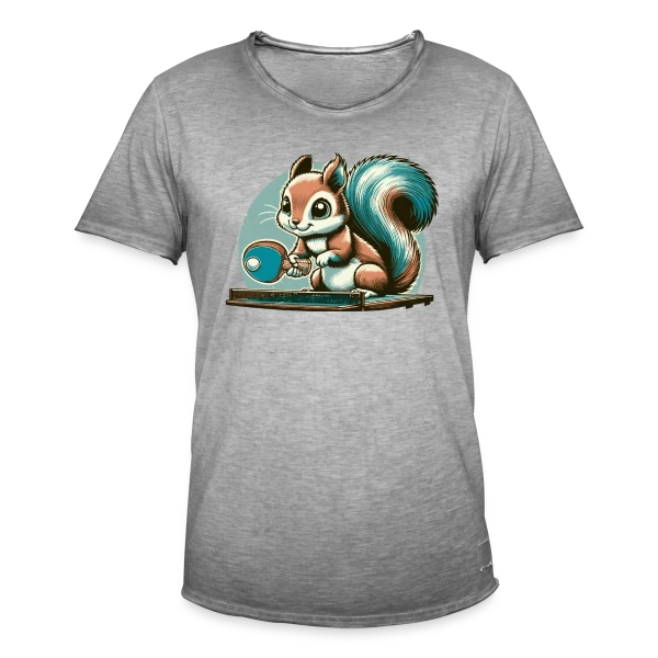 L'Écureuil Champion de Ping-Pong Cartoon sur T-shirt vintage Homme