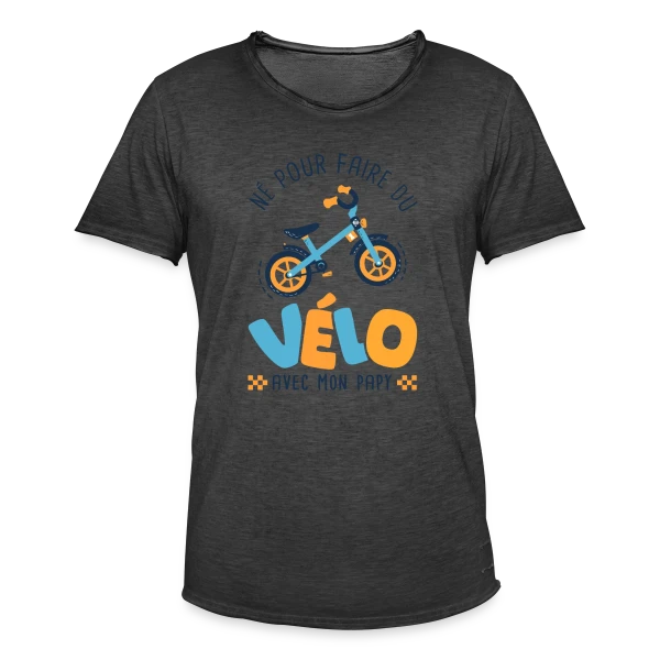"Né pour le Vélo avec Papy" sur T-shirt vintage Homme