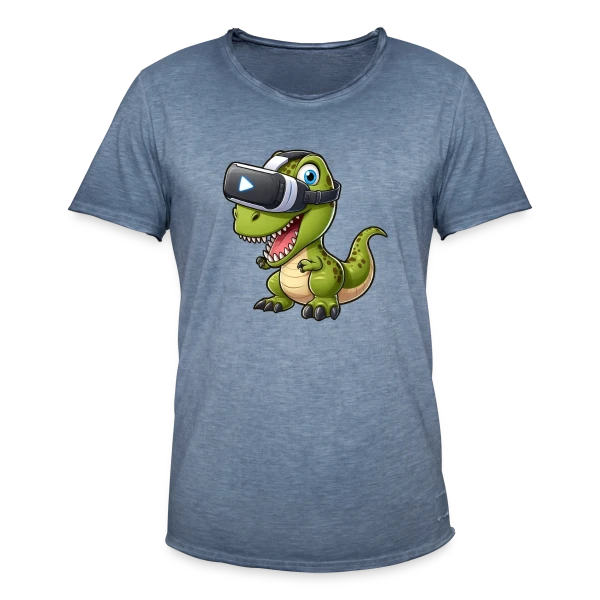 Dino T-Rex en Réalité Virtuelle – Humour Geek sur T-shirt vintage Homme