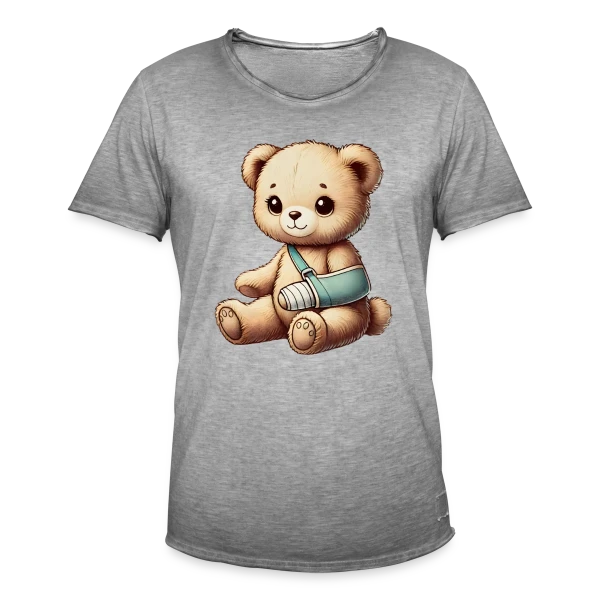 Teddy Réconfortant Plâtré : L'Ours Symbole de Courage et d'Amour sur T-shirt vintage Homme