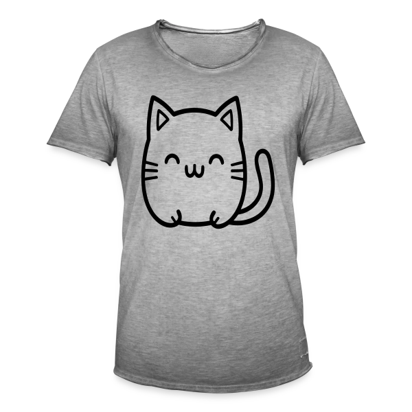 Chat Kawaii Souriant sur T-shirt vintage Homme