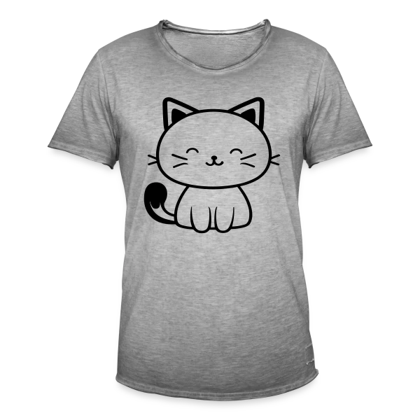 Chaton Kawaii Souriant sur T-shirt vintage Homme