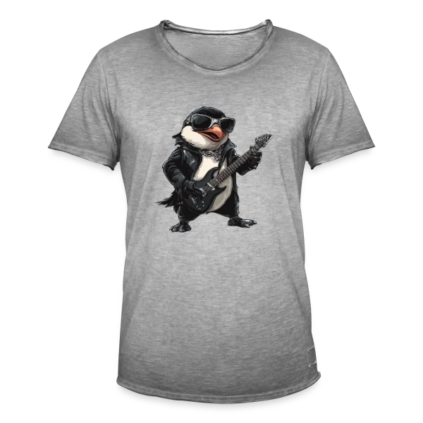 Pinguin Rocker Guitariste Heavy Metal sur T-shirt vintage Homme