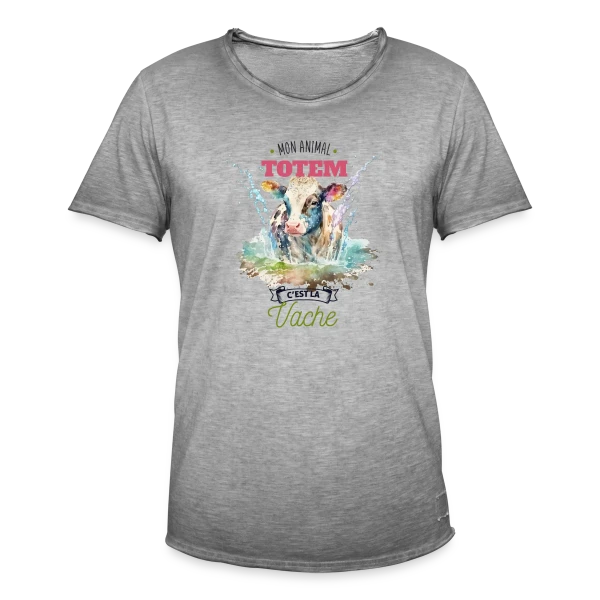 Ma Vache, Mon Animal Totem Humour sur T-shirt vintage Homme