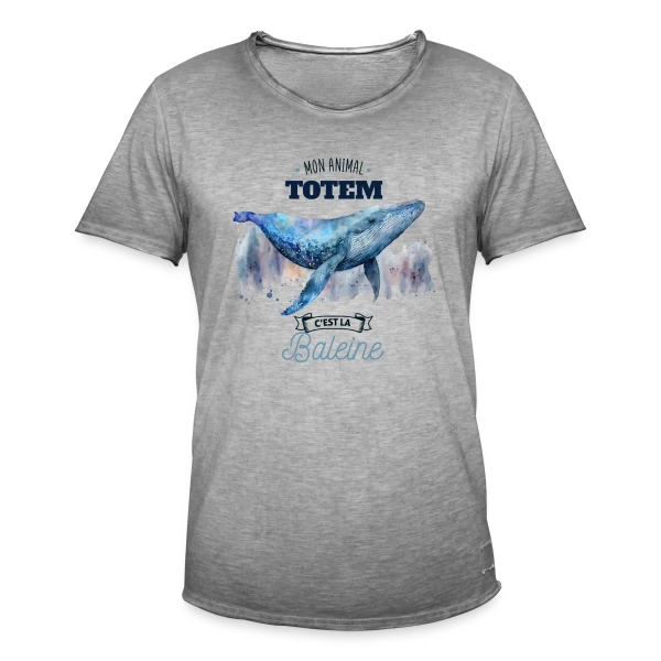 La Baleine, Mon Animal Totem sur T-shirt vintage Homme