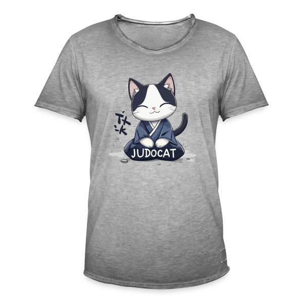 JUDOCAT: Le chat manga judoka sur T-shirt vintage Homme