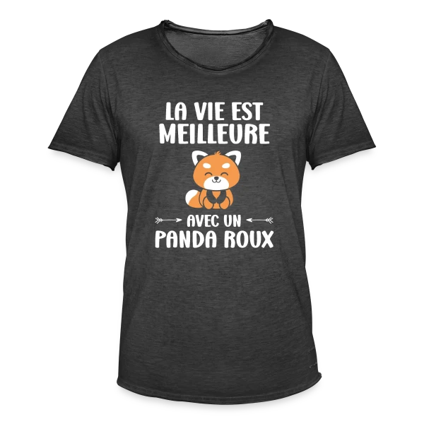 Panda Roux Adorable sur T-shirt vintage Homme