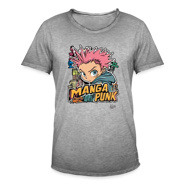 Explosion Manga Punk Japonais sur T-shirt vintage Homme