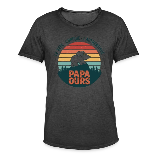 Papa Ours Protecteur sur T-shirt vintage Homme