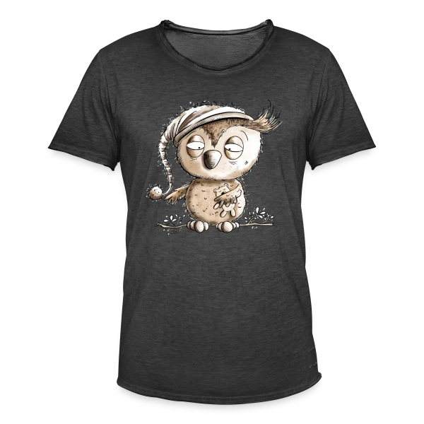 Petite Chouette de Nuit Endormie sur T-shirt vintage Homme