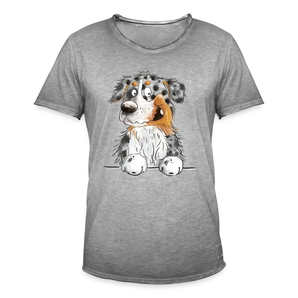 Berger Australien Blue Merle Drôle et Amusant sur T-shirt vintage Homme