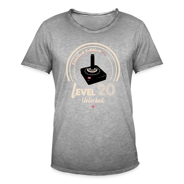 Gaming "Niveau 20 Débloqué" - Rétro Anniversaire sur T-shirt vintage Homme