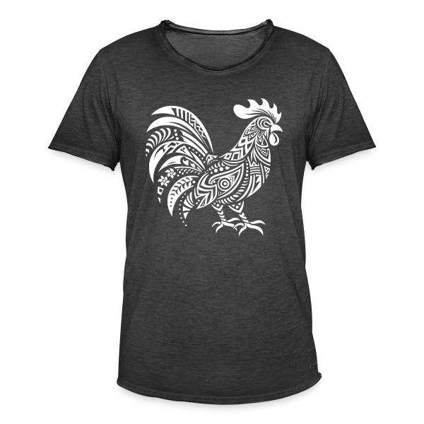 Coq Tribal : Symbole de Force et Fierté sur T-shirt vintage Homme