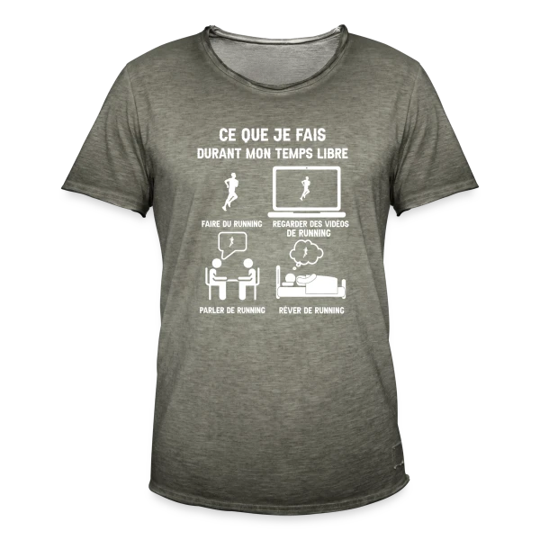 Mon Temps Libre ? Je Fais du Running ! sur T-shirt vintage Homme