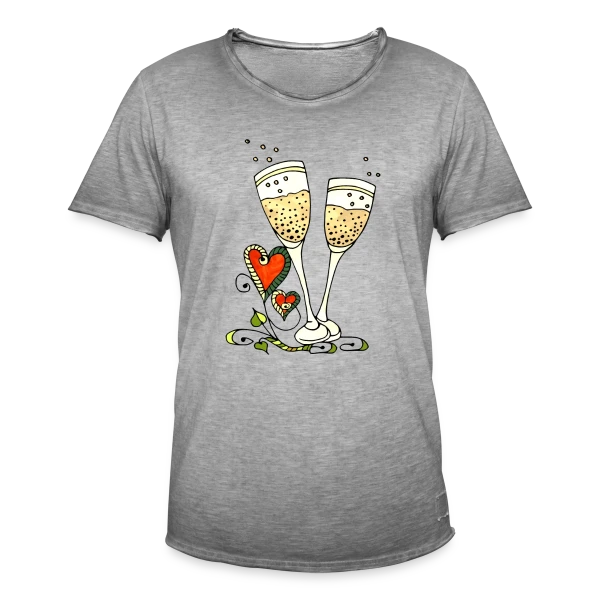 Verres Cœurs & Fêtes sur T-shirt vintage Homme