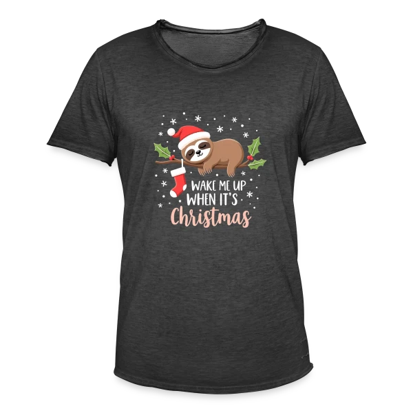 Noël Paresseux Endormi - Réveille-moi pour Noël sur T-shirt vintage Homme