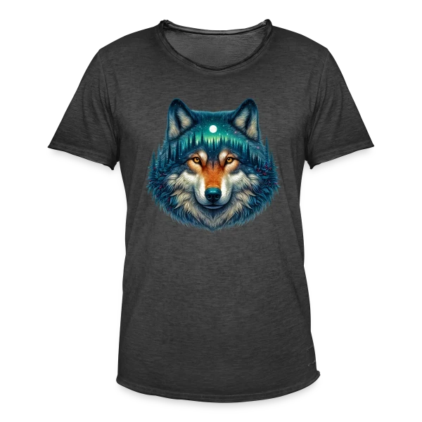 Loup Forêt Étoilée sur T-shirt vintage Homme