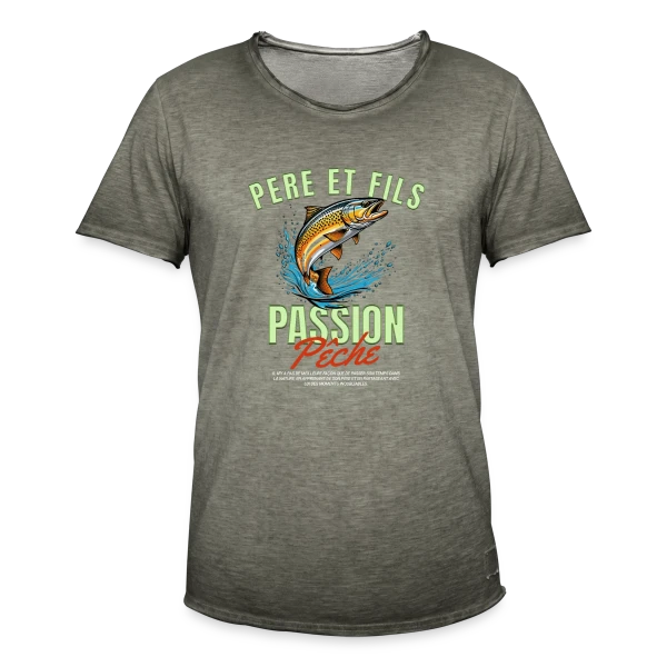 Pêche Père Fils : Complicité en Nature sur T-shirt vintage Homme