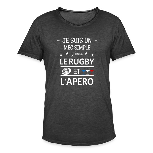 Rugby & Apéro : L'Esprit Convivial sur T-shirt vintage Homme