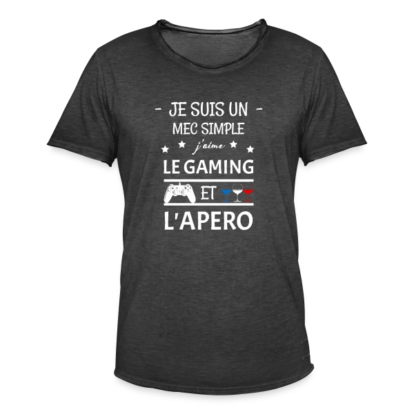 Apéro Gaming : Humour Entre Copains sur T-shirt vintage Homme