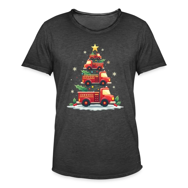 Camion de Pompiers Amusant - Noël sur T-shirt vintage Homme