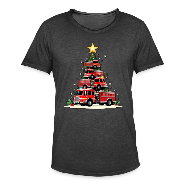 Camion de Pompiers Rigolo - Noël Enchanté sur T-shirt vintage Homme