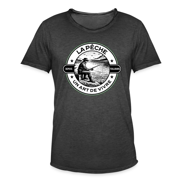 Pêche en Famille : Sobriété et Élégance sur T-shirt vintage Homme