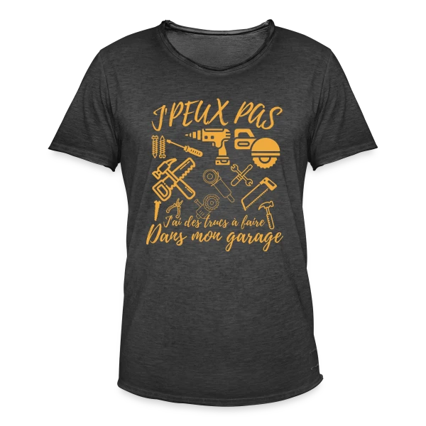 'J'Peux Pas J'Ai Bricolage' - Humour Papa Bricoleur sur T-shirt vintage Homme