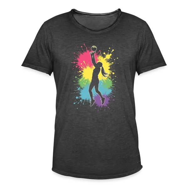 Passion Volley-ball Féminin - Joueuse avec Cœur sur T-shirt vintage Homme