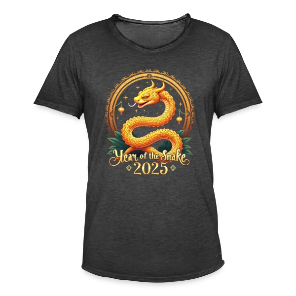 Nouvel An Chinois 2025 - Année du Serpent sur T-shirt vintage Homme
