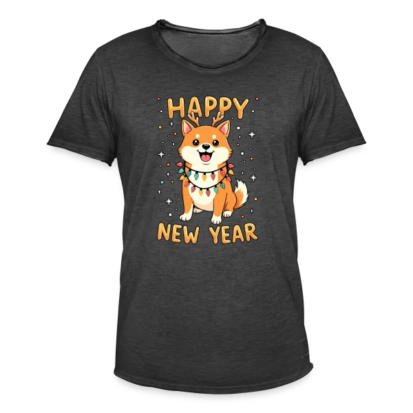 Shiba Inu Lumières de Noël - Fêtes de Fin d'Année sur T-shirt vintage Homme