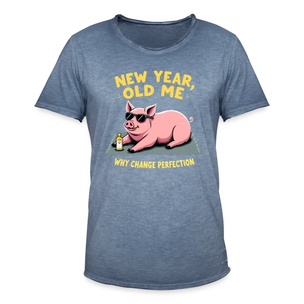 Nouvel An Humoristique - Cochon Détendu sur T-shirt vintage Homme