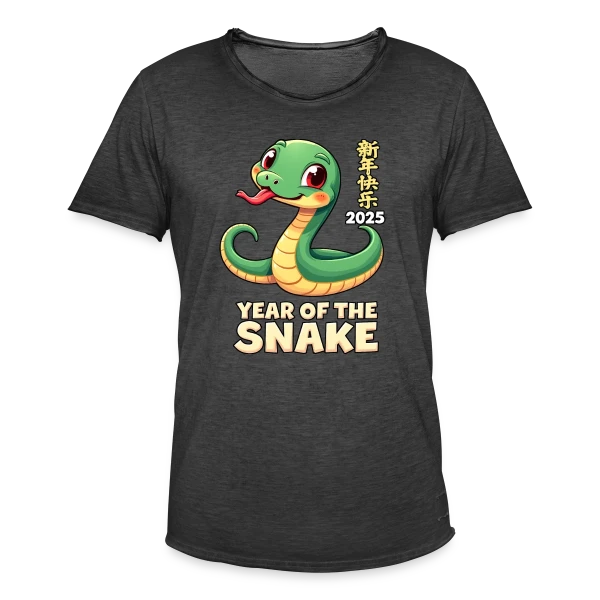Nouvel An Chinois 2025 - Fête du Serpent sur T-shirt vintage Homme