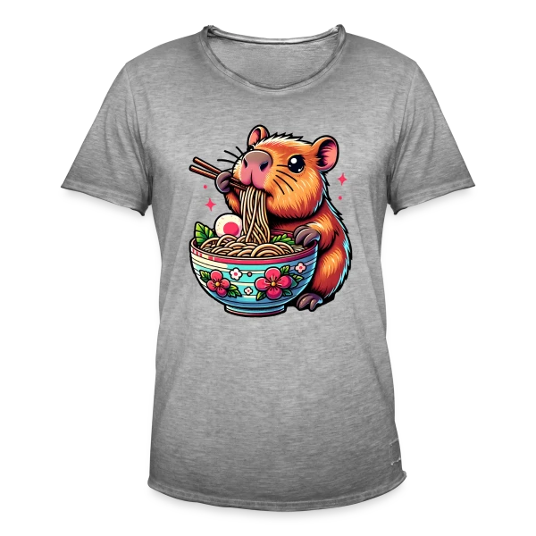 Capybara Mignon Ramen sur T-shirt vintage Homme