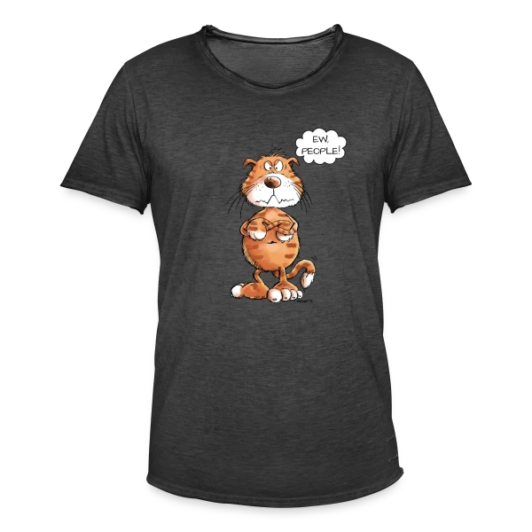 Chat grincheux rouge "Ew People" - Sarcasme félin sur T-shirt vintage Homme