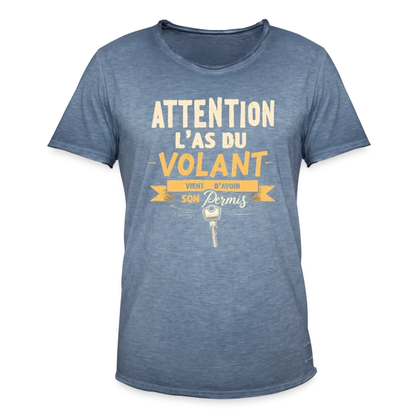 Permis de Conduire - Humour Jeune Conducteur sur T-shirt vintage Homme
