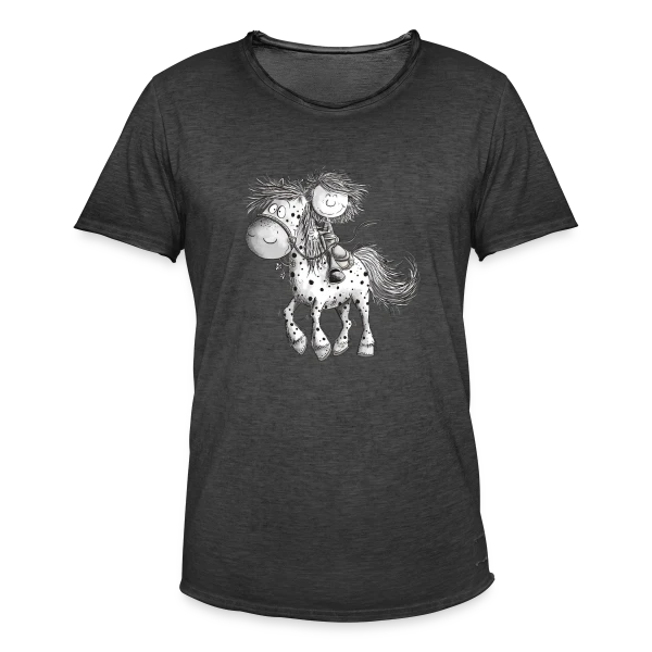 Cheval et cavalier rigolos - Dessin animé sur T-shirt vintage Homme