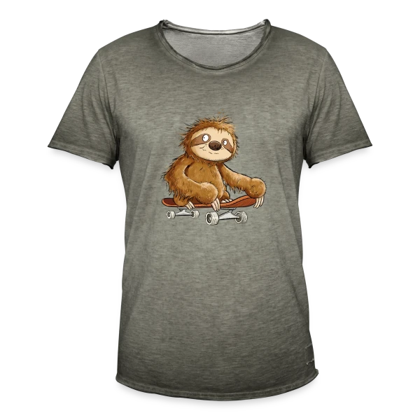 Paresseux Skateboarder Cartoon - Relax et Style sur T-shirt vintage Homme