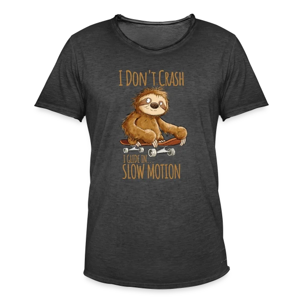 Paresseux Skateboarder - 'I Don't Crash' - T-shirt Relax sur T-shirt vintage Homme
