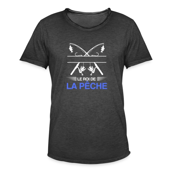 Le Roi de la Pêche - Cadeau Pêcheur Personnalisé sur T-shirt vintage Homme