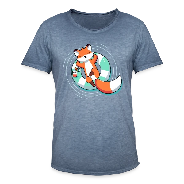 Renard Chill' en Bouée Tropicale sur T-shirt vintage Homme