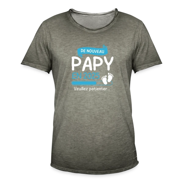 'De Nouveau Papy en 2025' – Annonce Maternité Humoristique sur T-shirt vintage Homme