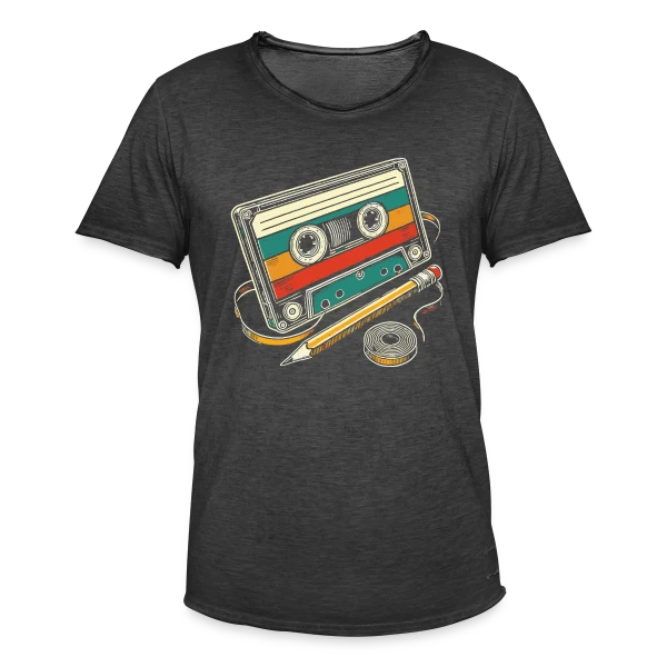 Cassette Rétro Crayon sur T-shirt vintage Homme