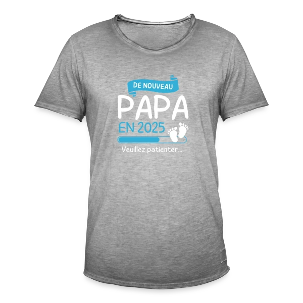 'De Nouveau Papa en 2025' ? Annonce de Grossesse Originale sur T-shirt vintage Homme
