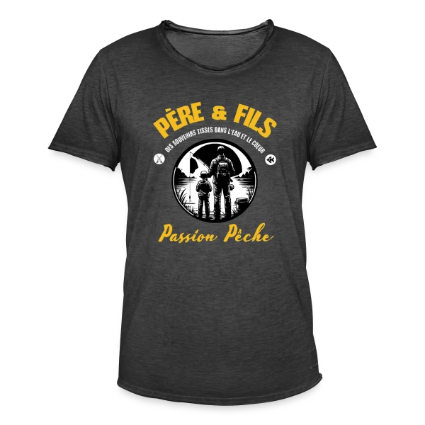 Père et Fils - Passion Pêche et Nature sur T-shirt vintage Homme