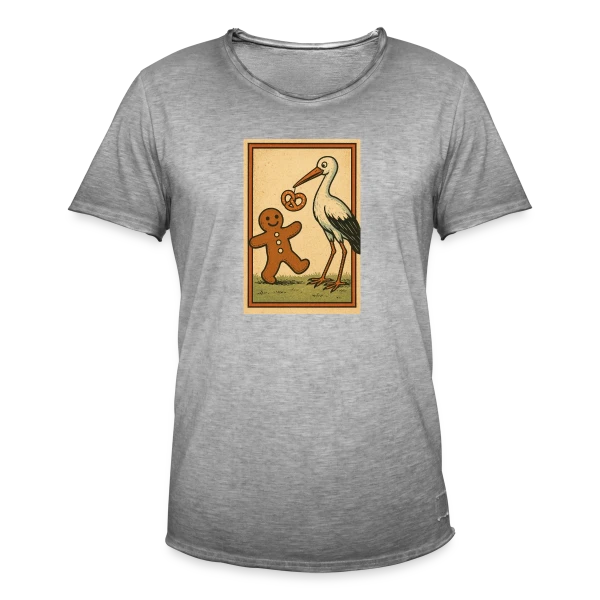 Cigogne et Mannele Alsacien sur T-shirt vintage Homme